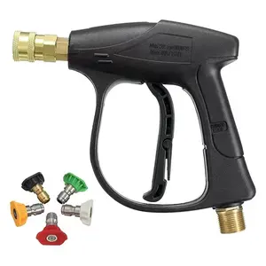 High-pressure quick-connect water gun with 5 Spray Degree Adaptar Nozzles and M 22 Brass Coupler Car Washing Tools