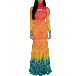 Vestidos de Moda Otoñal con Estampado Único y Cordones, Estilo Cola de Pez, para Mujer - Product Image 3