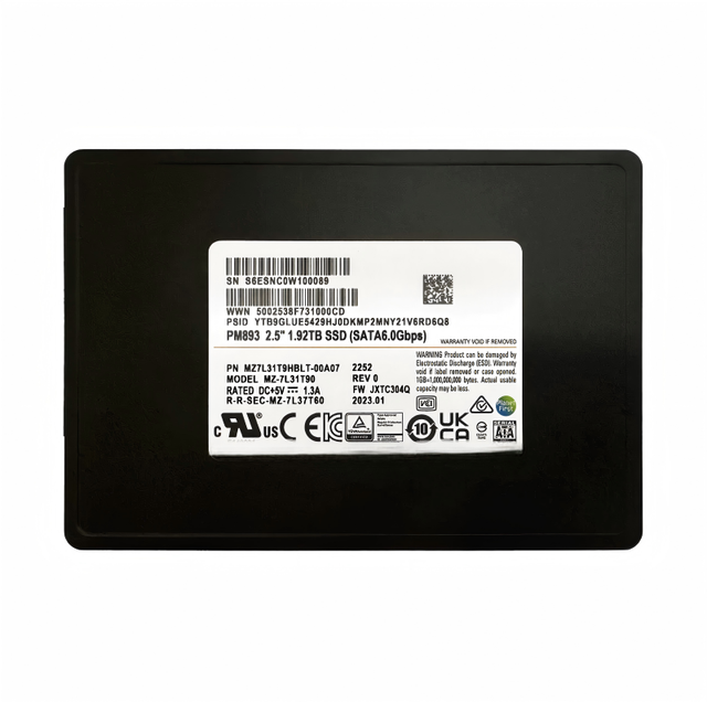PM893 2.5 Inch SATA 6Gb/s Enterprise Internal SSD 7.68TB Server Enterprise Data Center TLC 3D New MZ7L37T6HELA
