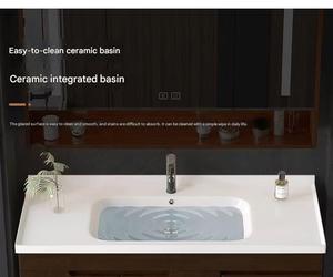 Meuble <span class=keywords><strong>de</strong></span> salle <span class=keywords><strong>de</strong></span> bain mural sur mesure, design moderne, nouveau modèle, avec vasque intégrée et ensemble WC - Product Image 3
