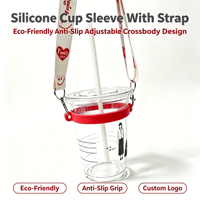Support de tasse en silicone personnalisé avec logo, antidérapant, sangle réglable, écologique, pour voyage, campus, shopping, gourde