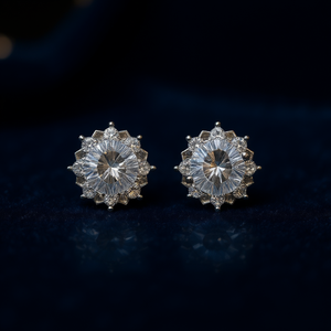 Orecchini in Oro Bianco con Diamanti Taglio Brillante Rotondo Colore D Diamanti Naturali Stile Classico Gioielli da Sposa per Donna - Product Image 2