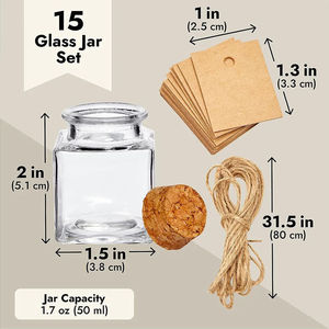 Bouteilles <span class=keywords><strong>en</strong></span> <span class=keywords><strong>verre</strong></span> carrées transparentes <span class=keywords><strong>de</strong></span> 50 ml personnalisables pour épices, flacons vides DIY <span class=keywords><strong>avec</strong></span> bouchon <span class=keywords><strong>en</strong></span> liège pour décorations <span class=keywords><strong>de</strong></span> fête - Product Image 5