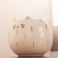 Mug en céramique peint à la main, compatible micro-ondes, motif chat mignon et dodu, décor sous glaçure, pour la maison/le bureau, cadeau d'affaires, vente en gros