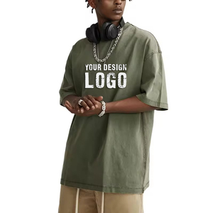 เสื้อยืดผู้ชายแขนสั้นผ้าฝ้ายวินเทจ 270 กรัม ทรงหลวม ไหล่ตก ไซส์ใหญ่ สำหรับฤดูร้อน - Product Image 4