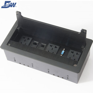 Nhôm Giấu Kín Flip Up Ổ Cắm Đa Năng/Ổ Cắm Máy Tính Để Bàn Với Bàn Chải Cover - Product Image 1