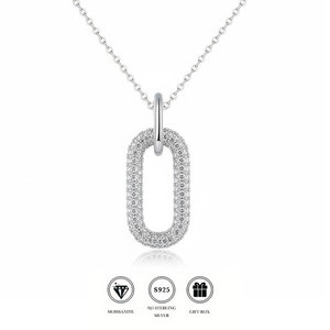 Collana con Pendente Ovale Personalizzato in <span class=keywords><strong>Argento</strong></span> <span class=keywords><strong>925</strong></span> Placcato Oro 18K/Oro Rosa - Gioielli Minimalisti con Moissanite VVS per Donne - Product Image 1