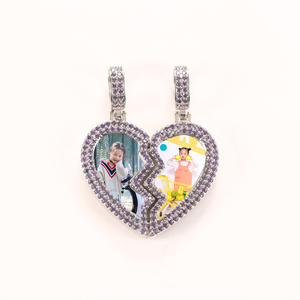 Hip Hop imán roto amor foto colgante moda marca personalidad Micro incrustaciones circón marco collar - Product Image 6