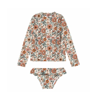 Vente en gros de maillots de bain écologiques Ensemble de protection solaire à fleurs pour adolescents Ensemble d'éruptions cutanées à manches longues pour enfants Ensembles de bikini Rashguard deux pièces