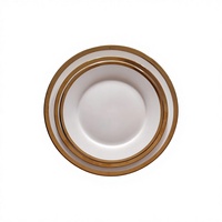 Assiette plate ronde en porcelaine à bord doré, 6-12 pouces, pour mariage et réceptions