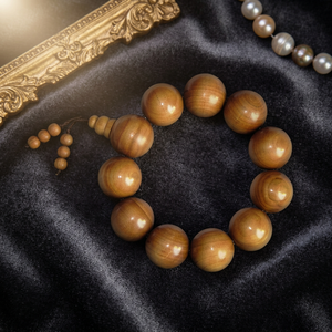 High Quality Carved Round Buddhist Mala Beads Original Mysore Sandalwood Wood Beads - Product Image 1