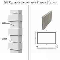 Pilier d'angle en EPS, bloc carré pour mur extérieur, design ignifuge et étanche, vente en gros, OEM pour façade de bâtiment