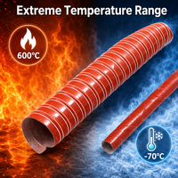 Tuyau de ventilation flexible en tissu de fibre de verre et silicone, résistant à la chaleur 600°C, avec spirale en fil d'acier et double loquet à came