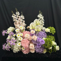 Arrangement floral de mariage tendance 2025, fleurs artificielles en soie rose et bleue pour l'allée de mariage, décoration d'entrée de mariage
