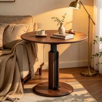 Table ronde relevable moderne et réglable, bureau de café mobile et portable, surface en acier et MDF pour la maison, le bureau et le salon