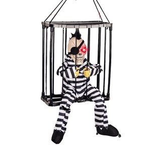 Jaula fantasma colgante de Halloween, cabeza de juguete eléctrico para intimidar, sonido luminoso, prisionero, bruja, tuerto - Product Image 2