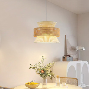 Lámpara colgante redonda de crema E27 Led para el cuidado de los ojos, para comedor, dormitorio, sala de estar, bar, estudio, iluminación minimalista, elegante y Vintage - Product Image 2