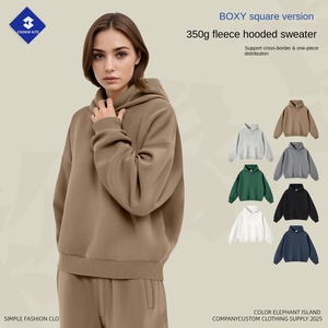 KITE Sweat à capuche pour homme, édition boxy, collection automne/hiver 2025, en molleton de coton épais 350G, sans doublure, uni, à manches raglan - Product Image 3
