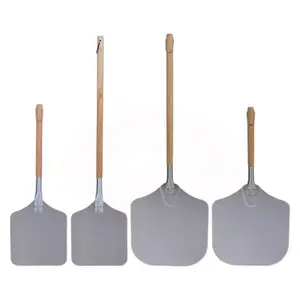 Multifunctionele Roestvrijstalen Pizza Spade Houten Pizza Schil Shovel Spatel Peddel Met Lange Aluminium Handvat Voor Pizza