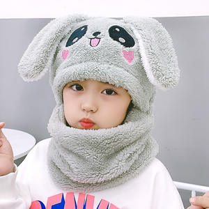 Cute Kids peluche Bunny Rabbit Ear Hat Skull Cap scaldacollo cappello invernale e sciarpa per bambini - Product Image 4