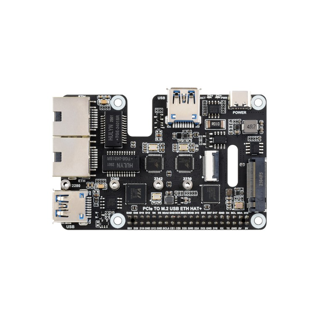 New PCIe USB 3.2 Gen1/2.5G ETH/M.2 NVMe Adapter for Raspberry Pi 5 Supports NVMe Protocol Expands 2-ch USB Development Board