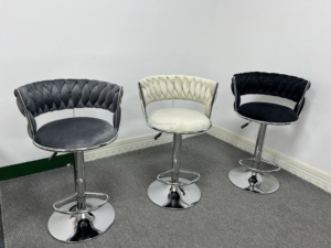 Vintage bar Chair Velvet Woven Upholstered Backrest <strong>Adjustable</strong> <strong>Height</strong> Footrest bar <strong>Stools</strong> for Kitchen Island Restaurant Office - Product Image 3