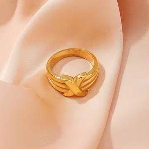 Bague de mariage turque en acier inoxydable plaqué or 18 carats, accessoires de mode, cadeaux, nœud en X, pour femmes, 2025 - Product Image 4