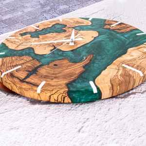 Handcrafted Resin And Wood <b>Wall</b> <b>Clock</b> With <b>Unique</b> Artistic Pattern Durable Finish And Elegant Design Perfect For Living Room - Product Image 2