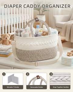 Organizador de Pañales para Bebé, Cesta de <span class=keywords><strong>Regalo</strong></span> para Bebé, Cesta de Algodón con Correas para el Hombro para Recién Nacidos - Product Image 3
