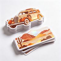 Haoxuan Retro Yol Gezisi Çıkartmaları Holografik PVC Vintage Araba Otoyol Vadisi Yol Levhası Altın Turuncu Folyo Mat Hava Koşullarına Dayanıklı