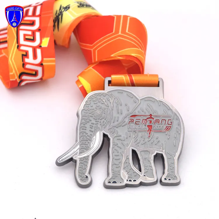 Médaille de malaisie gaaha 3D design éléphant médailles virtuelles de sport en métal pour une course amusante