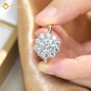 Goldleaf 18K White Gold 2 3 4 Carat D Vs1 Round Diamond Flower Ring Suitable for Wedding, <b>Gift</b>, <b>Memorial</b>, Daily Wear - Product Image 4