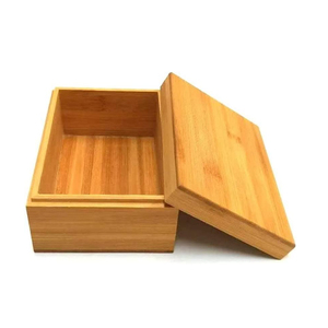 Customized 6.3x4.72x2.76 Inch Natural Bamboo Wood Stash Box With Cover Wooden Storage Box Combination