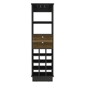 Bureck Bar <b>Cabinet</b> for Living Room Black/<b>Walnut</b> Color Scheme - Product Image 1