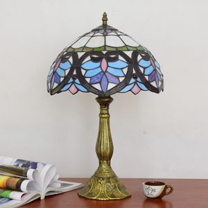 Lampe de table en forme de cœur de style européen moderne méditerranéen de 12 pouces, en verre Tiffany, rétro, baroque, pour bar, chambre à coucher, chevet - Product Image 5