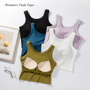 Canottiera da <span class=keywords><strong>donna</strong></span> estiva all'ingrosso <span class=keywords><strong>senza</strong></span> <span class=keywords><strong>maniche</strong></span> con canotta interna <span class=keywords><strong>senza</strong></span> <span class=keywords><strong>maniche</strong></span> canotte da <span class=keywords><strong>donna</strong></span> con imbottitura fissa - Product Image 4