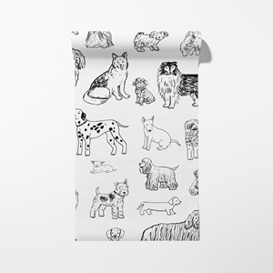 <span class=keywords><strong>Papier</strong></span> <span class=keywords><strong>peint</strong></span> autocollant en PVC amovible pour enfants, motif <span class=keywords><strong>chien</strong></span> de dessin animé noir et blanc, brillant, résistant à l'humidité, pour chambre - Product Image 5