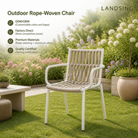 Chaise de jardin en corde tressée à la main, directement de l'usine, pour jardin et cour, avec structure en aluminium