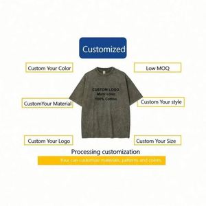 Design 250gms Men's T-<b>Shirt</b> Custom Logo Printed Vintage Acid- Washed Polyester Cotton Oversized & Heavyweight Design - Product Image 4