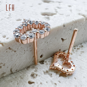 Pendientes de Oro de 18k, Joyería de Oro, Pendientes de Corazón con Diamantes, Pendientes de Corazón con Circonita, Joyería de Oro de 18k Real para Mujer, Regalo - Product Image 6