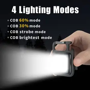 500 mAh COB brillante USB recargable antorcha Mini 3 modos de luz de trabajo pequeñas linternas de bolsillo Camping llavero Luz