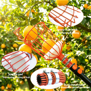 Cueilleur de fruits télescopique manuel avec panier pour la cueillette des pommes, des avocats, des figues et des mangues - Product Image 1