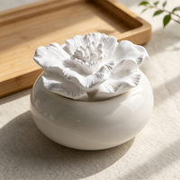Diffuseur de parfum d'ambiance en céramique 100 ml, fait main, motif pivoine en porcelaine, avec pierre aromatique et bâtonnets d'huiles essentielles