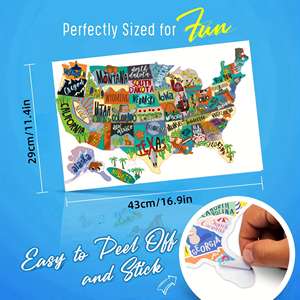 Autocollants en papier de haute qualité pour <span class=keywords><strong>camping</strong></span>-<span class=keywords><strong>car</strong></span>, carte des États-Unis, souvenirs de voyage, suivez vos déplacements, impression UV, imperméable, écologique - Product Image 2