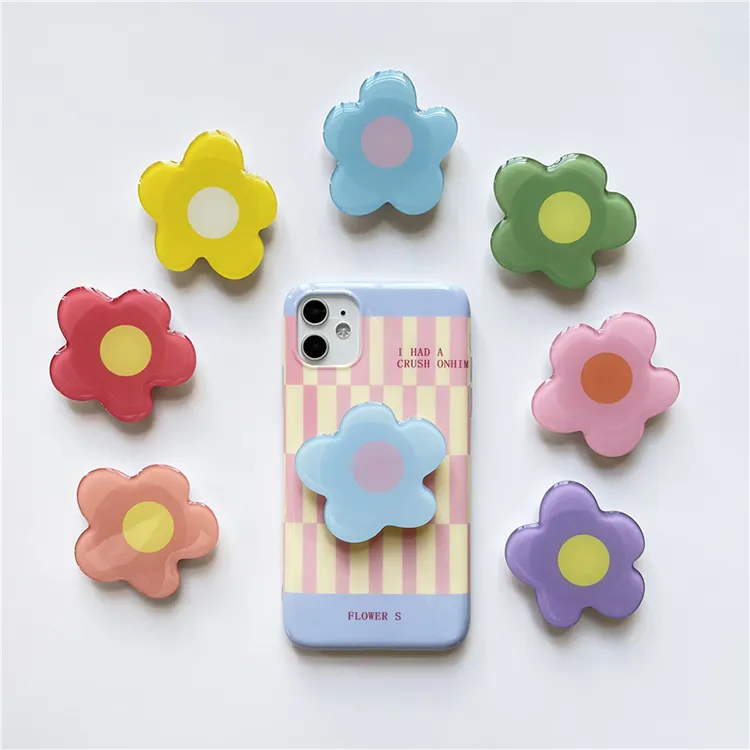INS parlak renkli çiçek Griptok telefon standı özel akrilik epoksi telefon tutamağı tutucu
