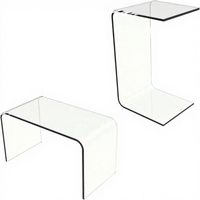 Table basse et table d'appoint modernes en acrylique transparent, design d'angle multifonctionnel et peu encombrant, bureau portable pour salon