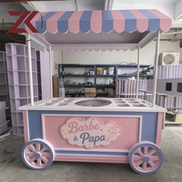 Chariot de présentation de desserts ZKAI personnalisable rose pastel et bleu pour mariage, fête et décoration d'événements