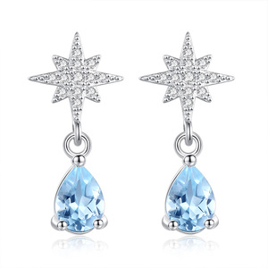 9 Boucles d'oreilles personnalisées en forme de goutte d'eau avec pierres précieuses colorées de 5*7 mm, cristal taillé en poire, argent sterling 925, bijoux fins - Product Image 1