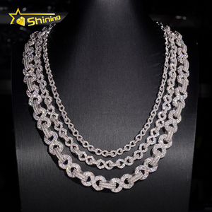 Catena Cuban Link Infinita in Argento Massiccio 925 con Moissanite, Stile Hip Hop Iced Out, 6mm 8mm 13mm - Product Image 1