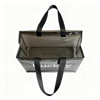 Sacs de shopping en PVC transparents personnalisés de couleur unie noire, durables, pour le sport, les voyages, les cadeaux, taille personnalisée
